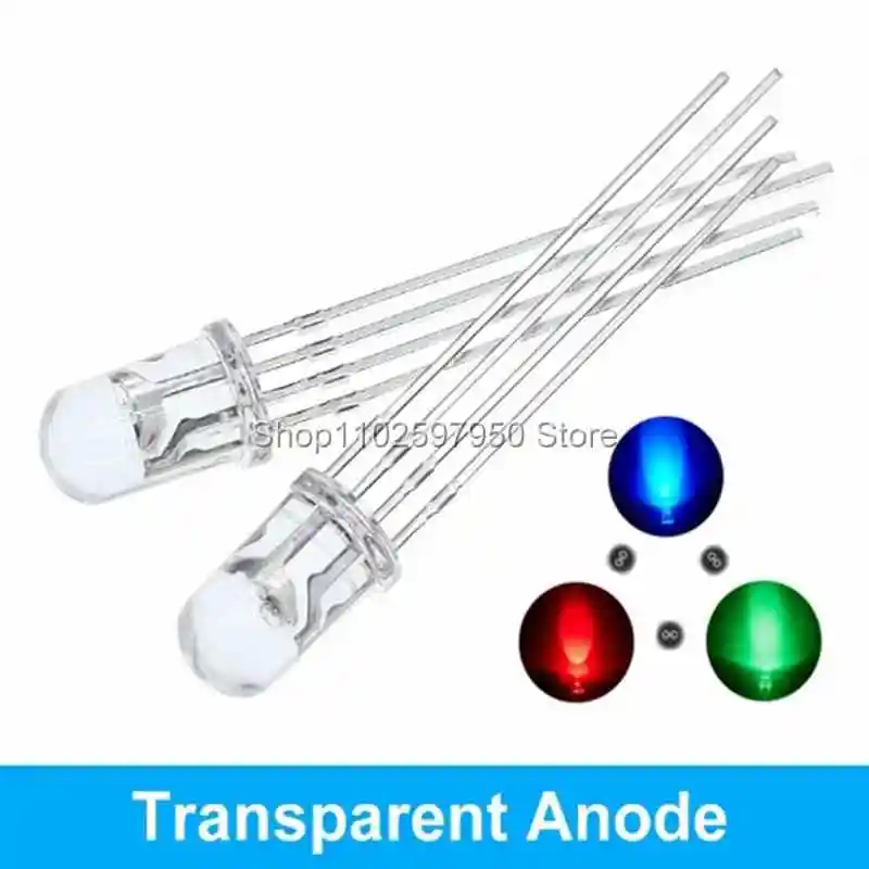 10pcs 5mm RGB LED Common Cathode / Common Anode Tri-Color Emitting Diodes f5 RGB Diffused / Transparent Highlight for arduino
