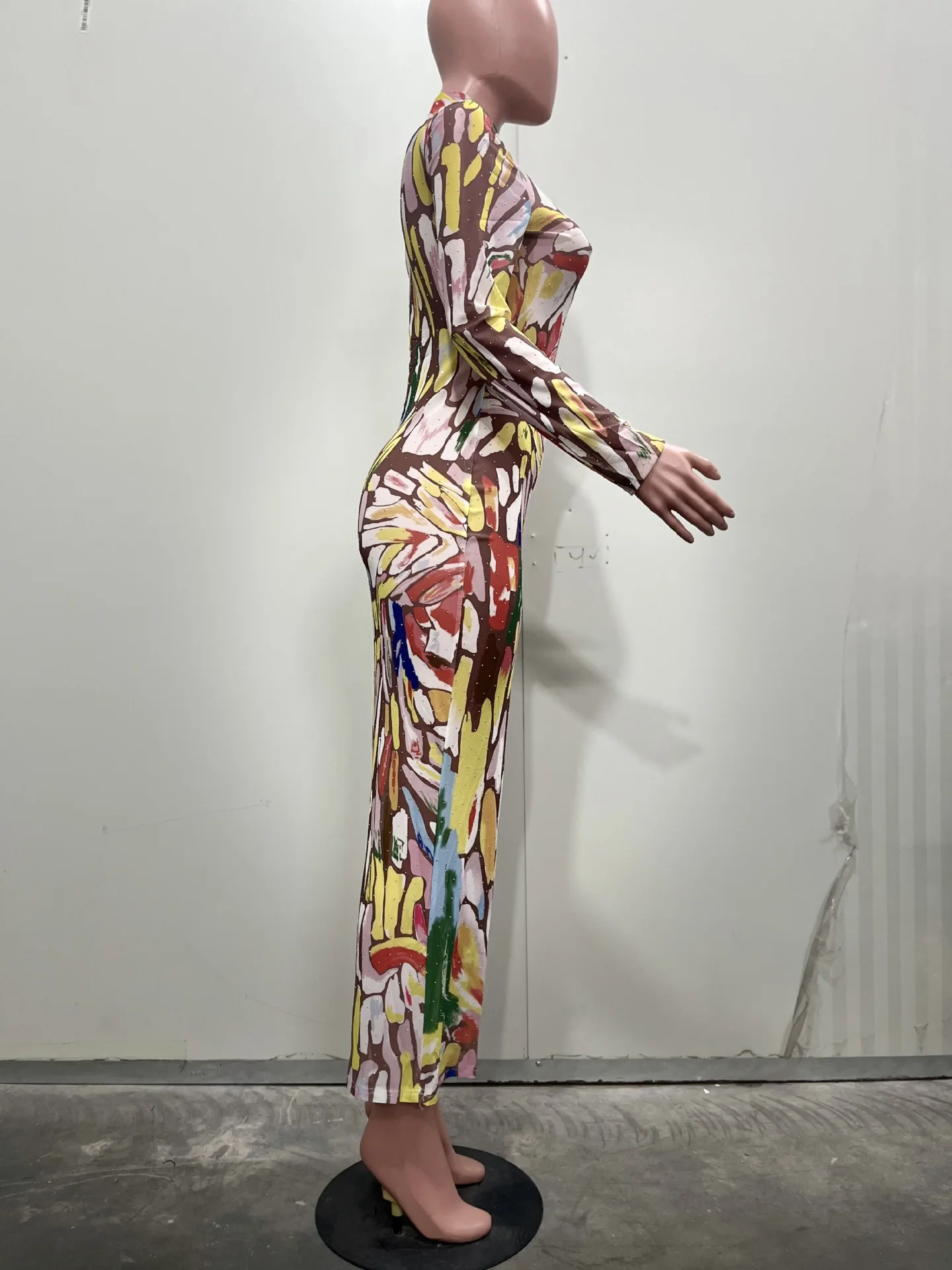colourful bodycon dress Tie Dye Print Maxi Women Long Sleeve Sheath Slim Stretchy Club Party Long Dresses Ropa De Mujer Wood:Flat Sawn Rustic White Oak Care Instructions INV-3014780 Luxe Possibilities Black Crystal