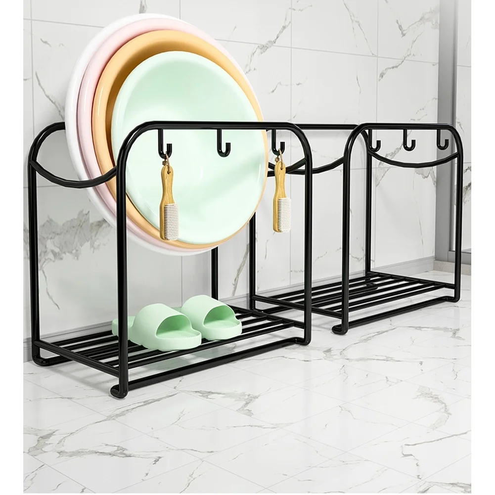 

Органайзер для раковины в ванной комнате Компактная железная полка с крючками и нижним хранилищем с несколькими крючками и полкой