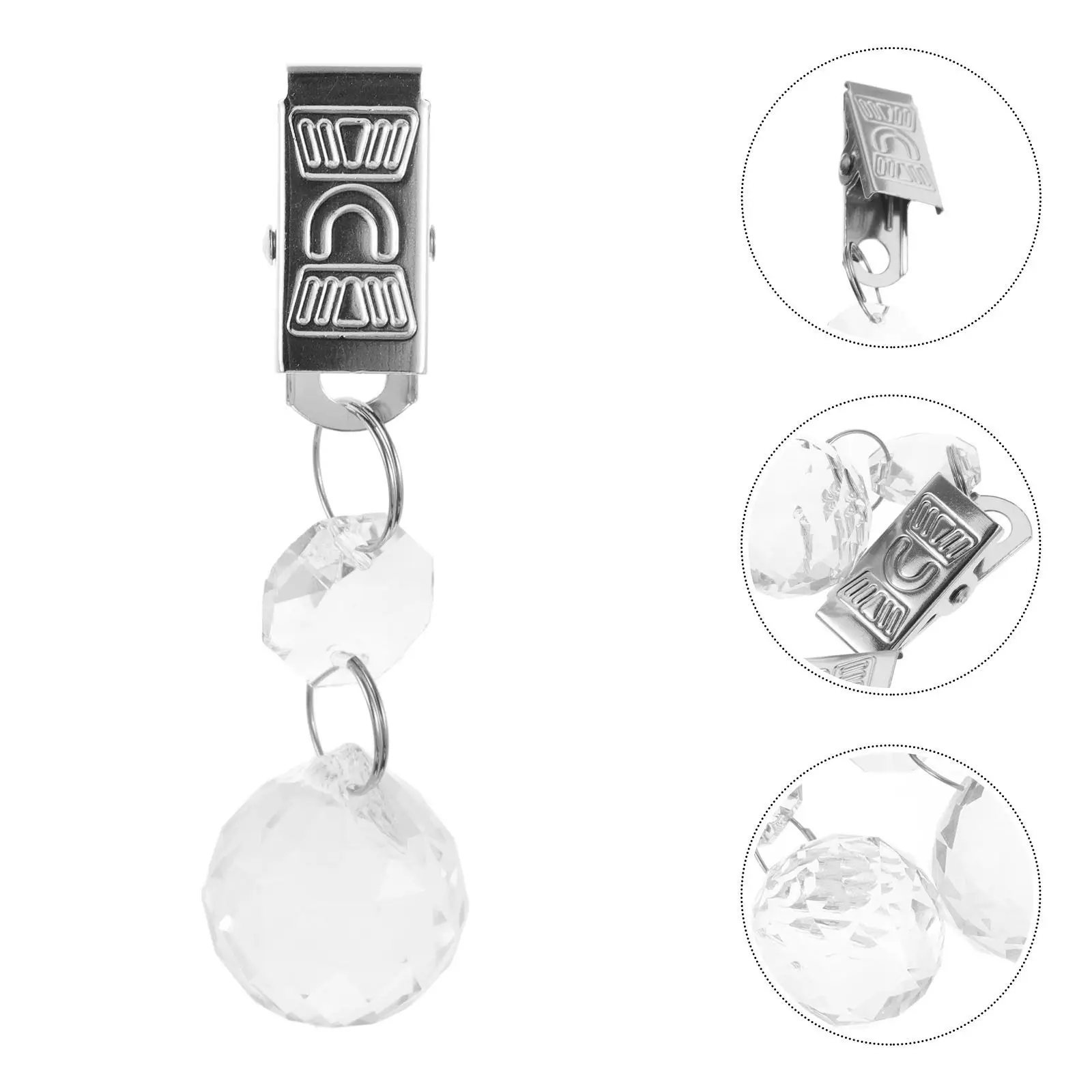 24Pcs Crystal Pendant Tablecloth Weights Metal Clips Windproof Table Cover Holders Teardrop Shape for Garden Picnic Party