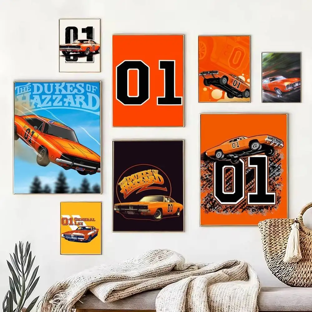 General Lee 01 Dukes Of Hazzard  Poster Waterproof Wall Art Sticker For Bar Living Room Vintage Decor High Quality Print Gift