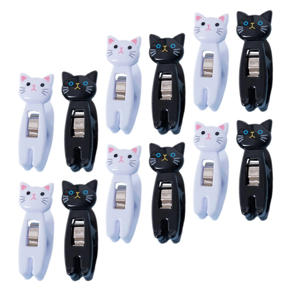 

12 pcs Cat Memo Clip Plastic Note Clips For Photo Socks Pants Clothes Multi-Functional Stationery Organizer Desktop Storage