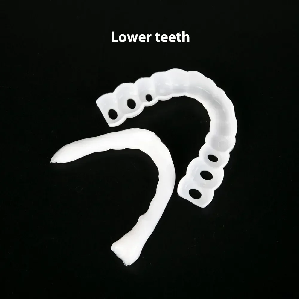 Sdotter 2Pcs Perfect Fit Teeth Whitening Fake Tooth Cover Snap On Silicone Smile Veneers Teeth Upper Beauty Tool