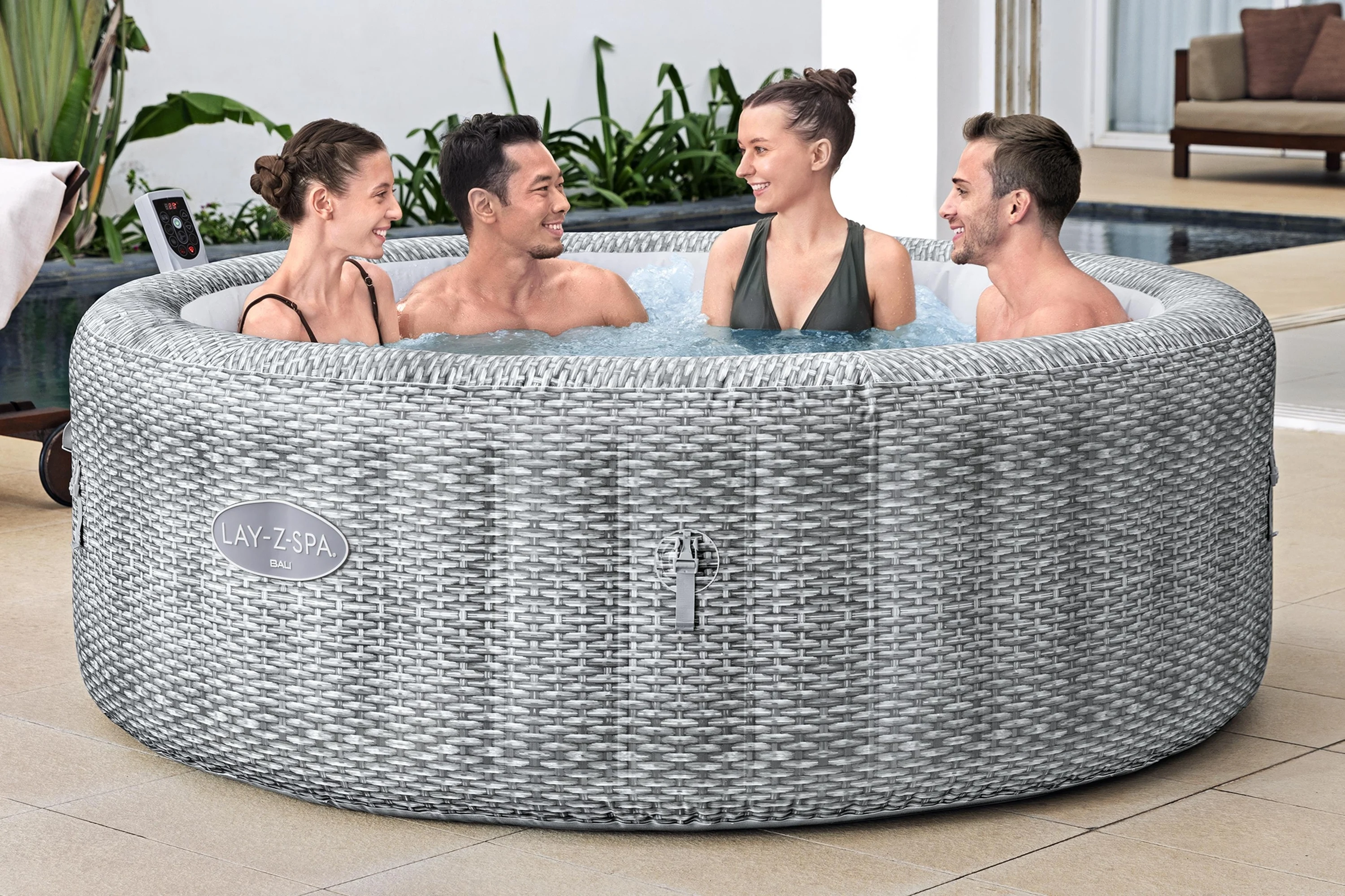 Coofull BESTWAY Lay-Z-Spa 6001N Bali Energy Efficient Smart AirJet Inflatable Hot Tub with App Control 4-6 Person