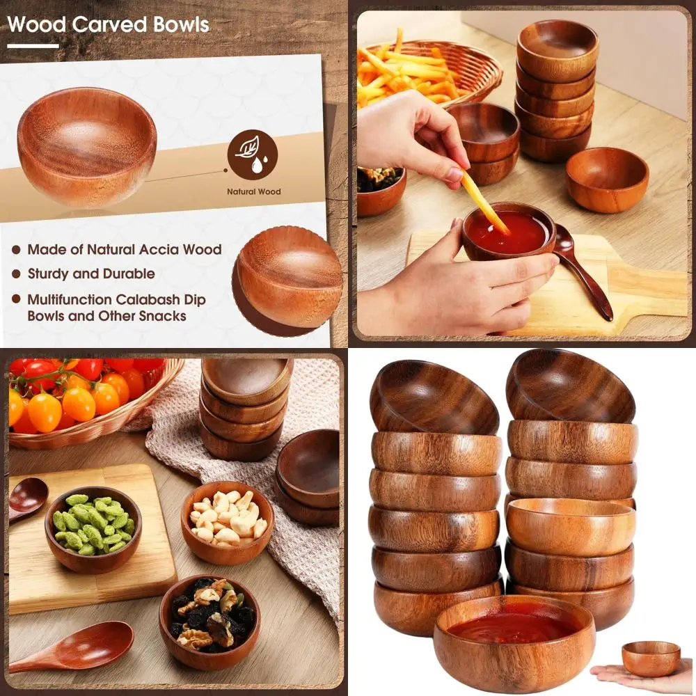 

Набор из 20 маленьких чаш из акации - круглые, ручной работы, для салатов, попкорна, пасты, орехов и многого другого (3 дюйма)