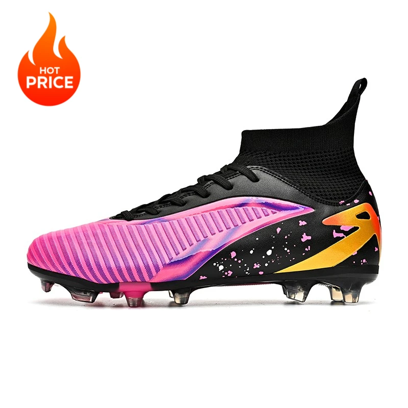 

Men's High-Top Football Cleats Professional Firm Ground Soccer Shoes Non-Slip Spike Comfortable Training & Match Sports Shoes