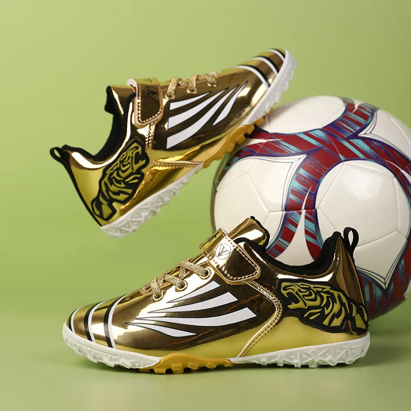 

New Fashion Golden Children's Football Shoes Comfort Non-slip Soccer Shoes Child Sports Sneakers Kids Trainers Chuteira Society