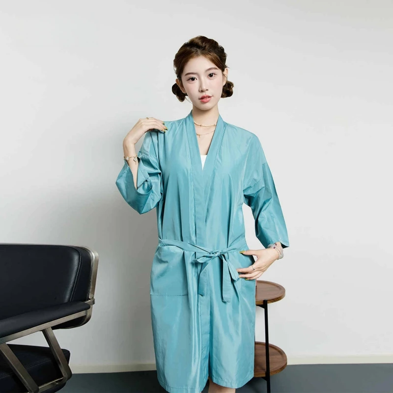 

Summer Thin Style Hairsalon Hairdressing Robe Hair Dyed Gown For Barbershop Beauty Salon Guest Uniform Hairdresser Haircut Cloak