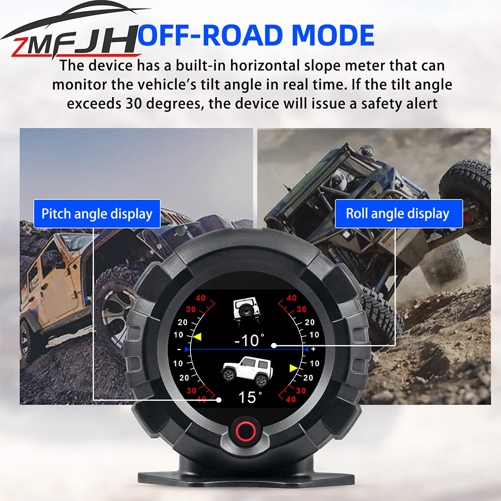 X95 Car GPS Head Up Display Slope Meter Digital Inclinometer Speedometer Off-road Car Pitch Slope Angle Meter Altitude Latitude