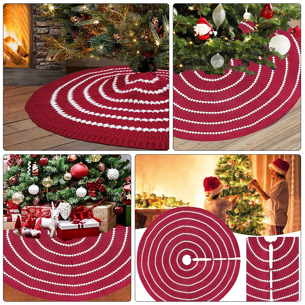 

Christmas Tree Skirt 36 Inch Red Plaid Xmas Tree Apron for Home Holiday Decoration Indoor Outdoor Use Mat Christmas Trees Skirt