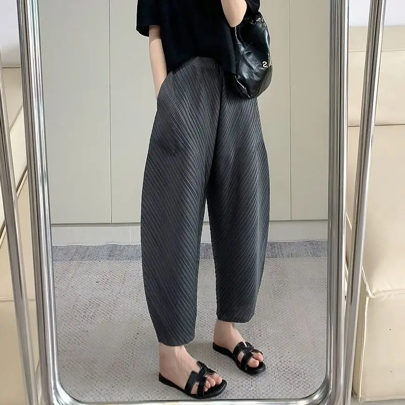 Banana pants women's 2025 summer new high waist and thin casual loose large size pleated wide leg trousers women
