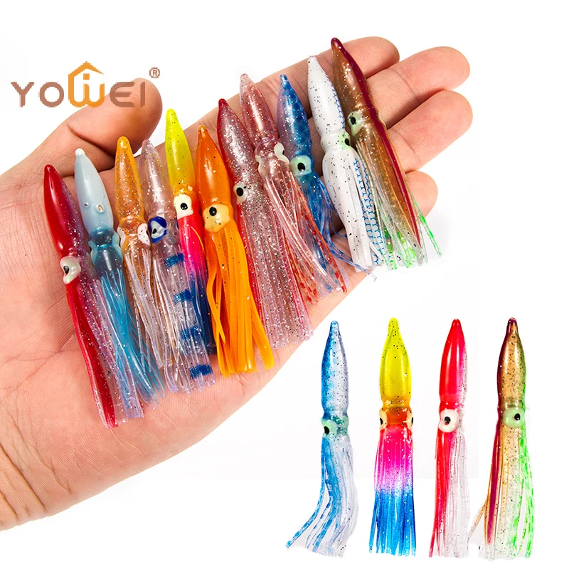 Latest 10pcs 8cm Soft Lure Squid Artificial Bait Lures Octopus Tuna Sailfish Baits