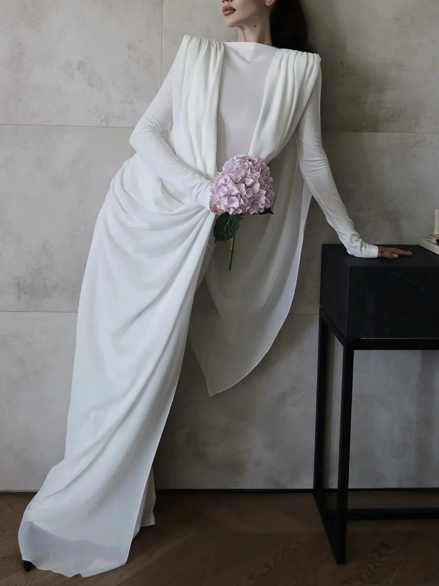 TWOTWINSTYLE التخسيس تقسم الشريط فساتين الموضة للنساء الجولة الرقبة طويلة الأكمام المرقعة طيات فستان أنيق الإناث جديد