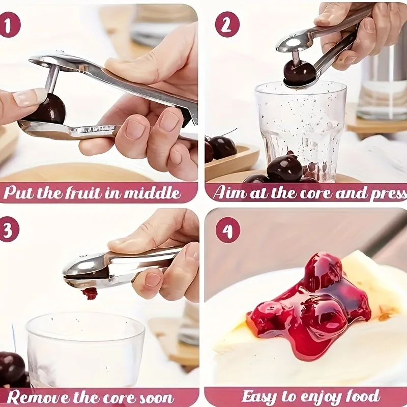 Cherry Pitter, Jujube and Apricot Pitter, Stainless Steel Pitter, Easily Removes the cores of Small Fruits