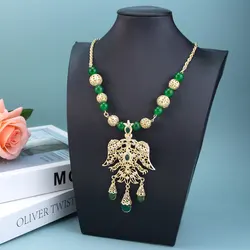 Poyasa Morocco Women Eagle Pendant Necklace Hand Beads Chain Choker Gold Color Metal Ball Algeria Traditional Accessories