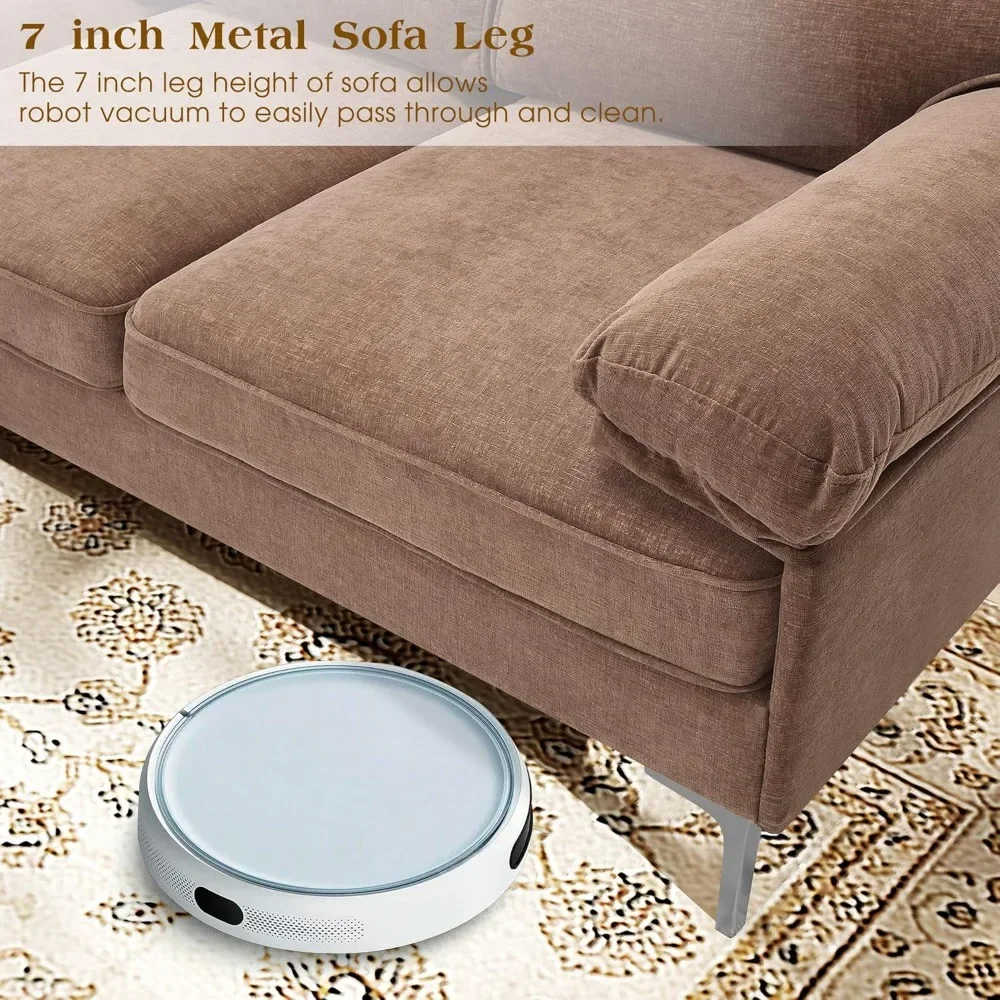 جودة البيع الأكثر مبيعًا - "أريكة مقطعية على شكل حرف L مقاس 85 بوصة مع 3 مقاعد قابلة للتحويل، أريكة مريحة من قماش الشنيل الحديث"