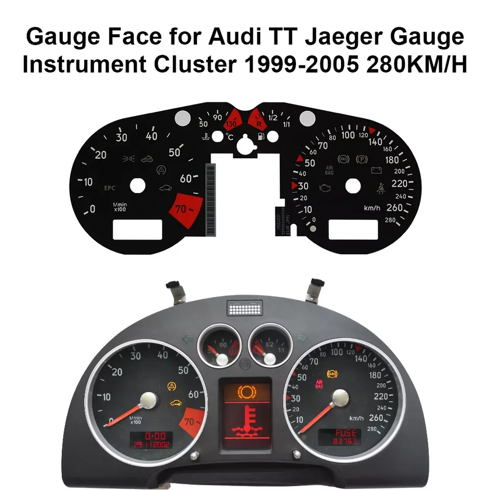 Gauge Face for Audi TT Jaeger Gauge Instrument Cluster 280KM/H