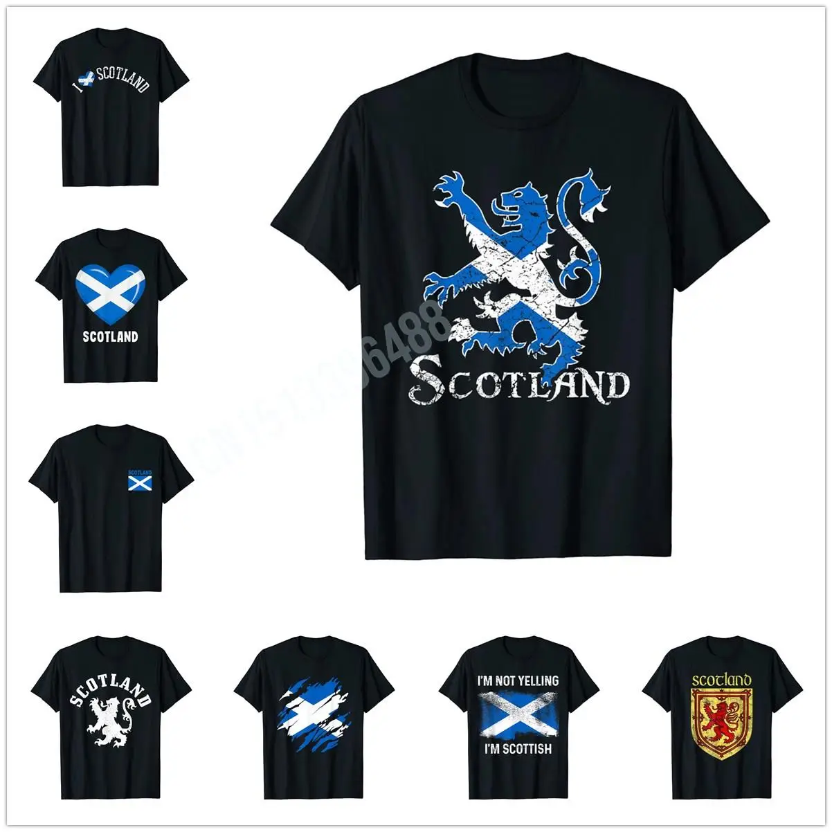 More Design Scotland Lion Rampant Scottish T-Shirt For Men Women T Shirt Tops Cotton Tees