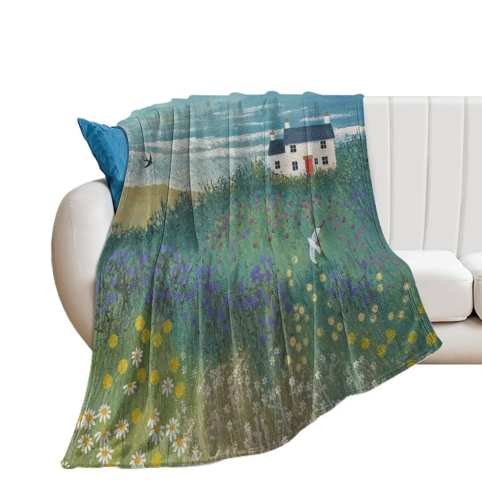 Cottage by Ocean Meadow Throw Blanket Nap For Baby Hair wednesday Blankets