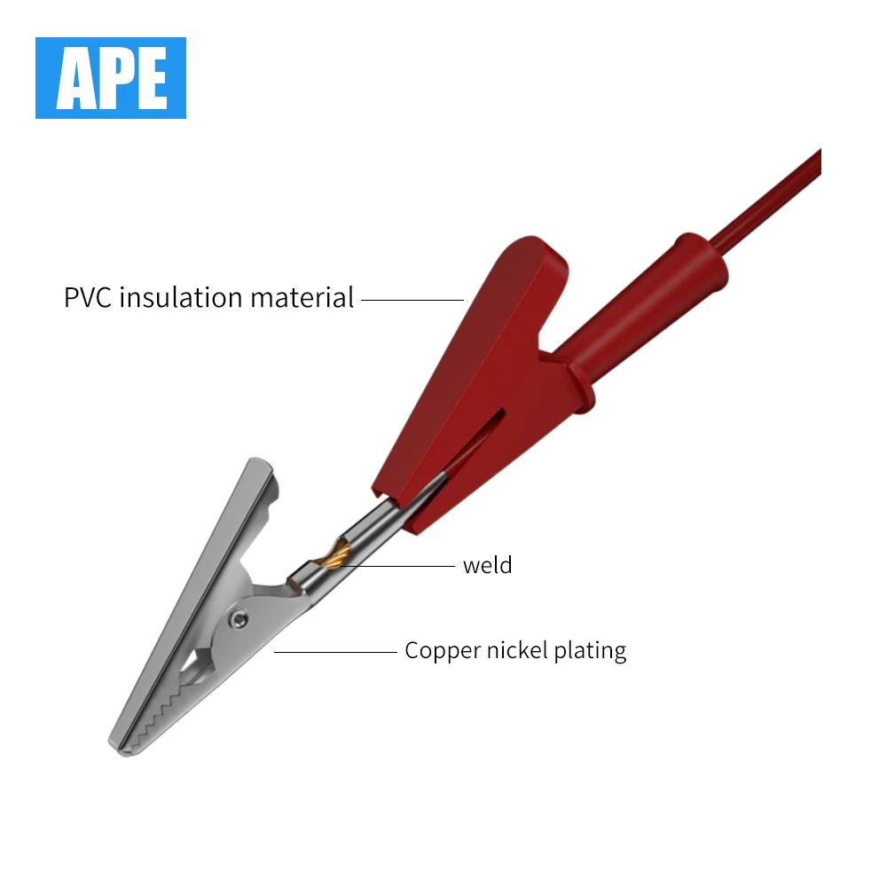 Male Plug to Alligator clip，Right Angle Test Leads, Fully Insulated Plug to Alligator Gels, Clamps, Copper Flexible Cable，tool