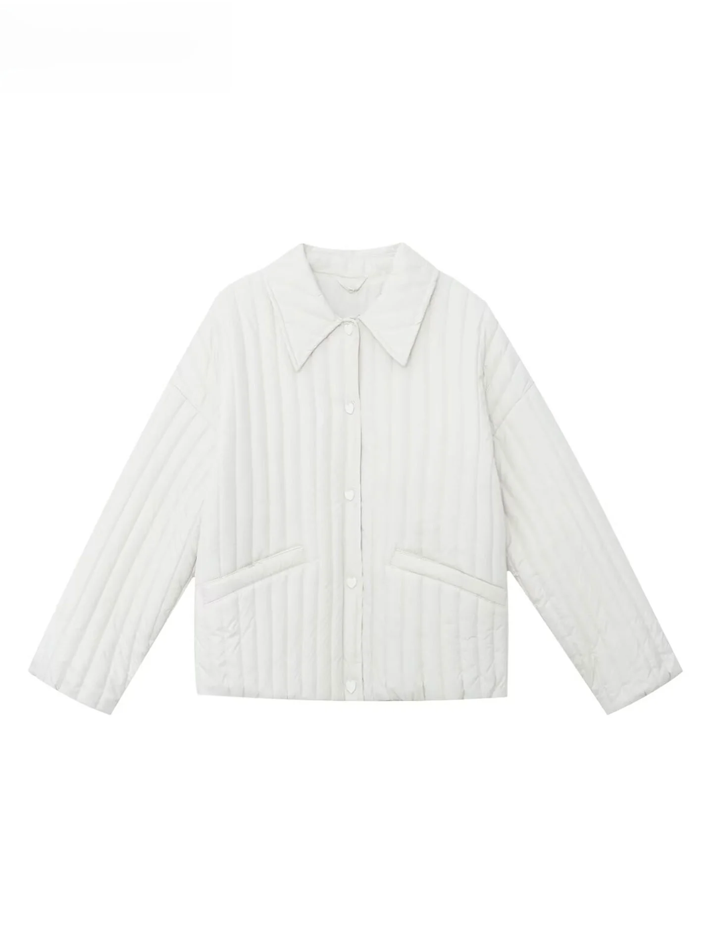

ZAPRHA Heart aped Button Decorated Long Sve Jaet ort Верхняя одежда Хлопковое пальто с отложным воротником Женское модное осеннее пальто 2023 г.