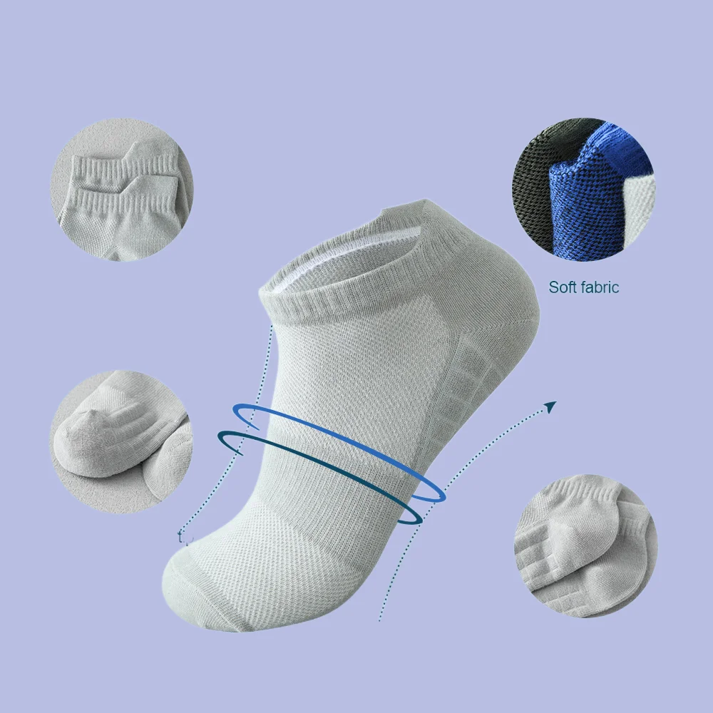 Chaussettes de rinçage en coton respirant pour hommes, chaussettes de sport en maille, chaussettes athlétiques décontractées, chaussettes courtes d'été à coupe fine, haute qualité, 5 paires