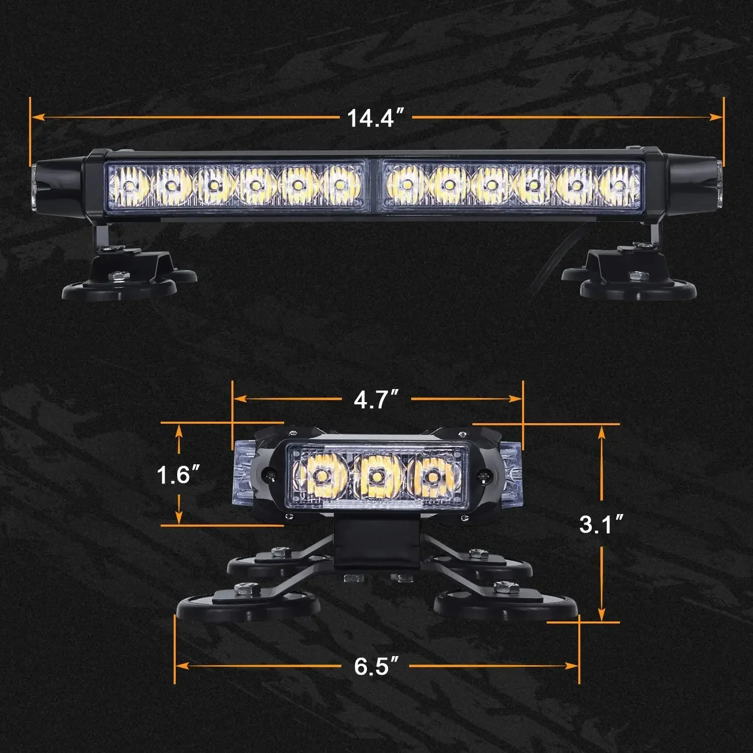 2026 LED Strobe Flashing Auto Light Bar Amber 30 LED High Intensity Emergency Hazard Warning Lighting Bar with Magnet for Car Tr