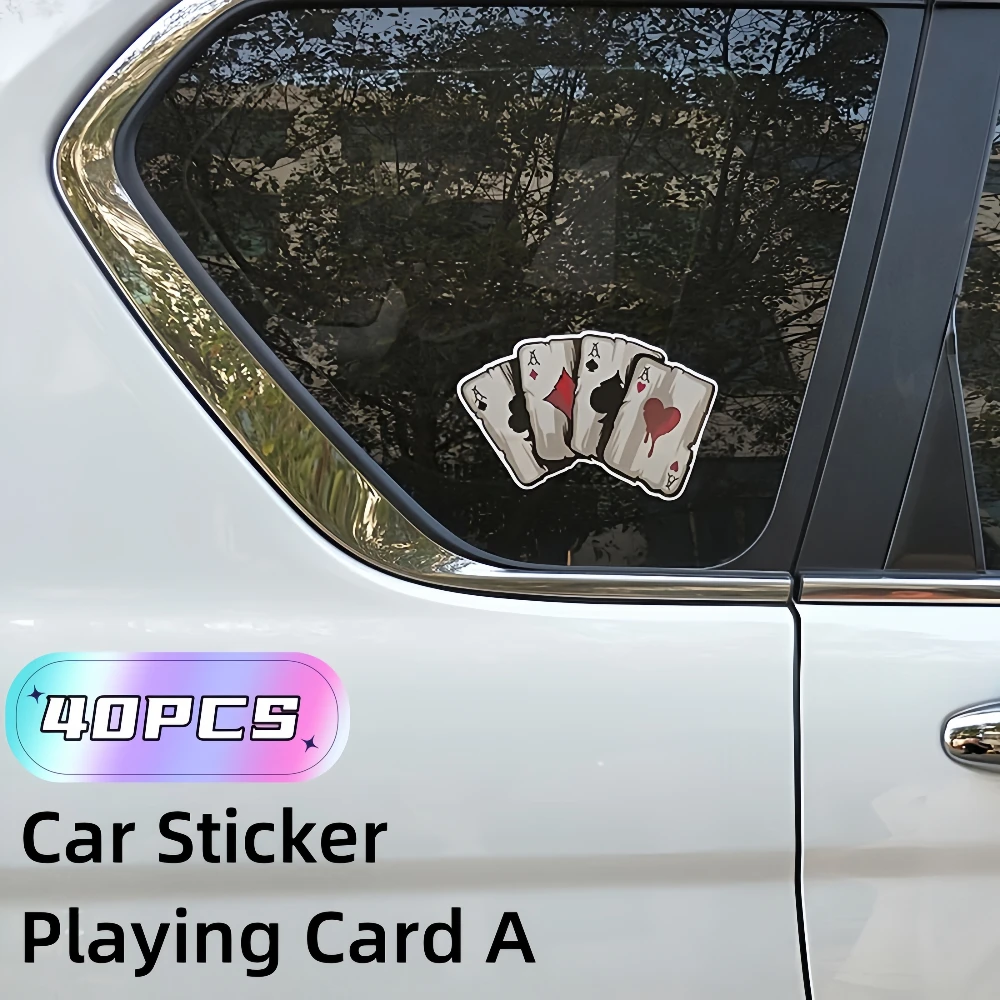 

10 PCS Car Sticker Playing Card A Reflective Personality Sticker Poker Monster Hat Sticker Car Sticker 2024 New Multipurpose