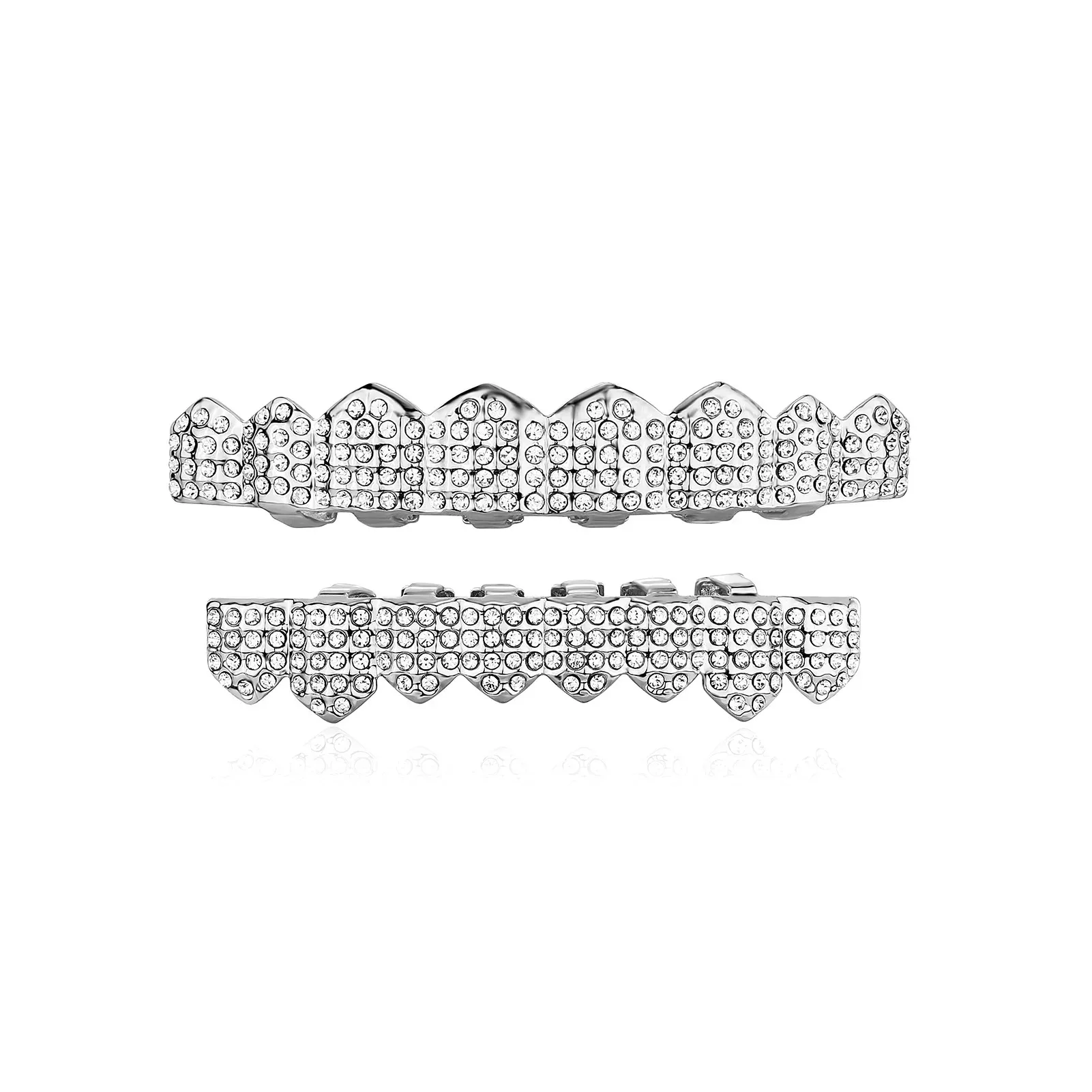 Punk Vollzirkonia Grillz Unisex 8 Oben & 8 Unten Abnehmbare Zahnschmuckstücke Hochwertige Modische Zahnschmuckstücke für den Mund – Detail 11