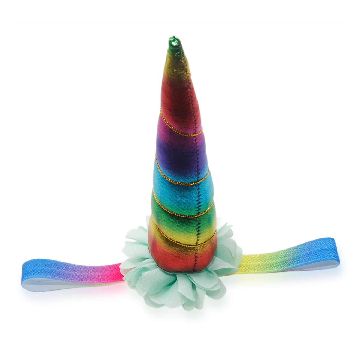 

8pcs Unicorn Horn Headband Spiral Flower Hair Band Costume Party Accessory Multicolor Gold Silver Red Rosy Sky