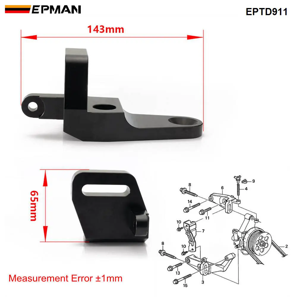 EPMAN Billet Engine Upper Power Steering Bracket for Honda B-Series B16 GSR B18c5 Type R CNC Aluminum Anodize EPTD911