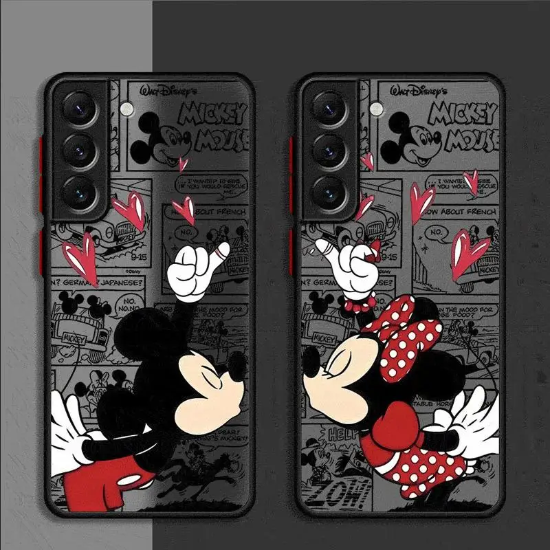 Disney Mickey Minnie Kiss Matte Case For Samsung Galaxy S24 S22 S23 S20 S21 FE S10 Plus Capa Note 20 Ultra 10 Lite Phone Fundas