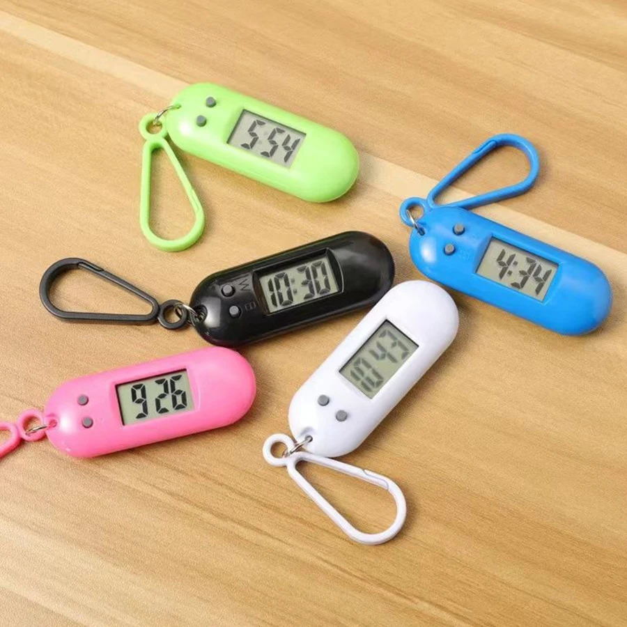 Luminous LED Keychain Pocket Watch for Children Silent LCD Digital Display Portable Student Exam Study Desktop Clock Man Woman