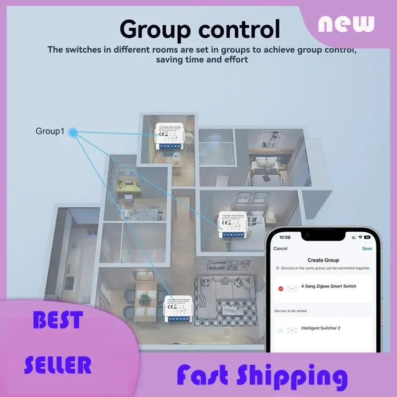 

Necessary Tuya Zigbee Zero Fire Smart Switch Module Two-Way Control Support Voice Control DIY Home Automation 4 Gang
