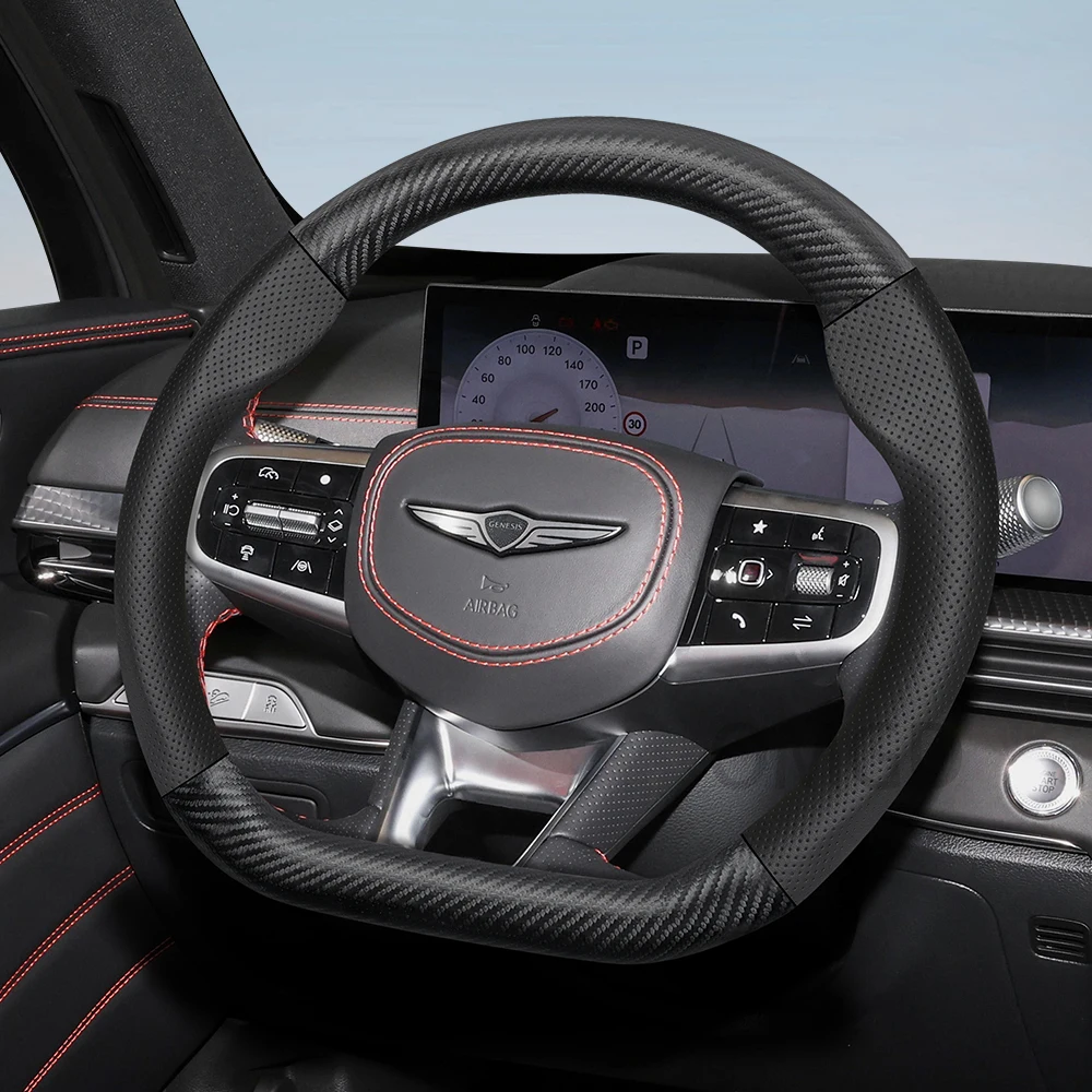 

Автомобильный кожаный чехол на руль Genesis из углеродного волокна, подходит для Orpe G80 G70 Dh G90 Gv80 Gv70 Gv60 Gv90, автомобильные аксессуары