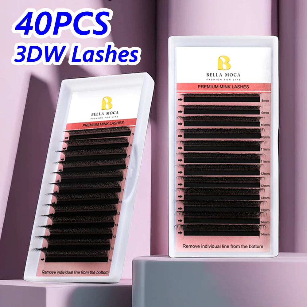 3DW Shape Lashes 3DW Lashes 40PCS Curl C/D 3D W Lashes Mix 8-14mm Cilios Fake Eyelashes Extension Brazilian Cilia Free Shipping