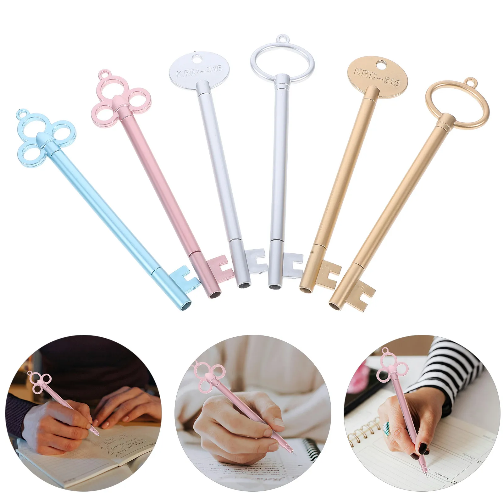 60Pcs Retro Key Shaped Gel Ink Pens Vintage Decorative Stationery Set for School Supplies Office Desk Decor Note Taking Everyday