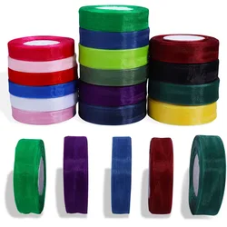 50 Yards/lot Sheer Chiffon Ribbon Organza Satin Ribbons for Gift Wrapping Decoration Wedding Bouquets Party Wreath Lace Fabric