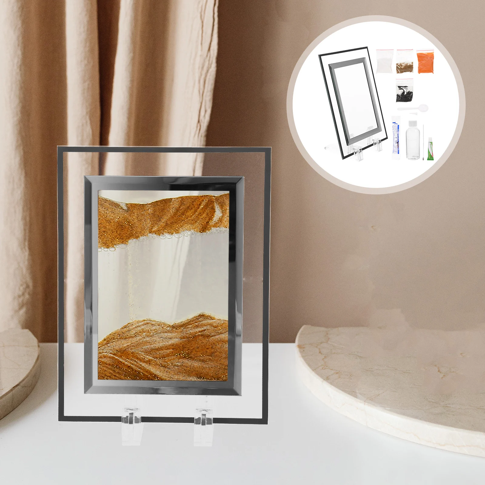 1 مجموعة Diy تتحرك اللوحة ديكور كيت المشهد زخرفة لغرفة المعيشة غرفة نوم مكتب الديكور الرمال المتحركة الفن اللوحة الصورة