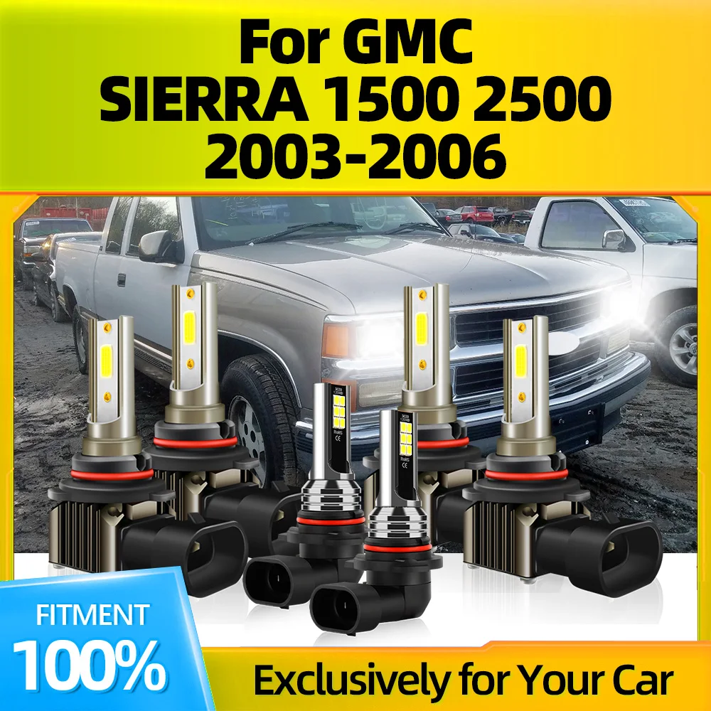 

2/6PCS Car Fog Lights 9005 9006 Two-sided DOB Chip 9145 Auto Headlamp Upgrade For GMC SIERRA 1500 2500 2003 2004 2005 2006