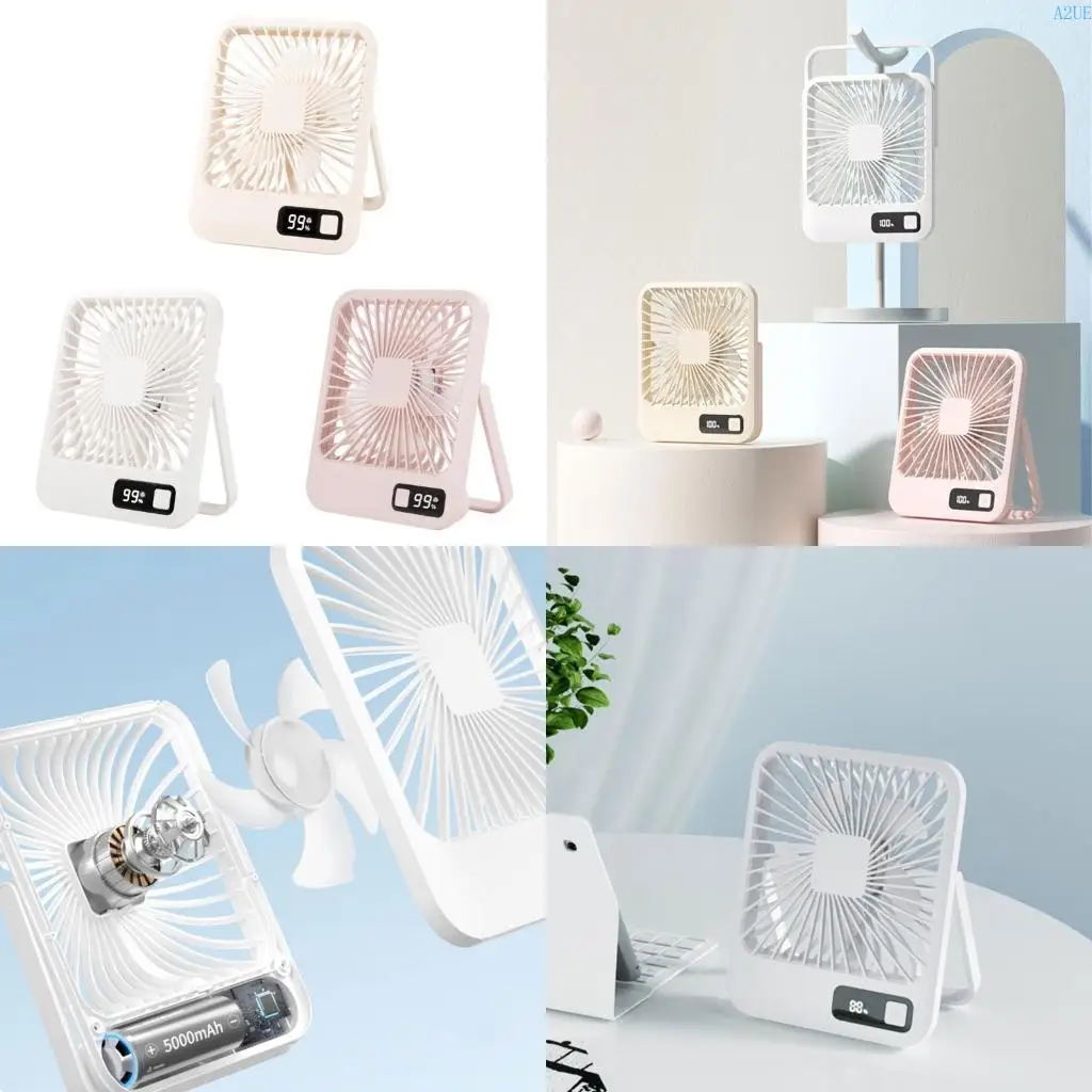

A2UE Desk Fan Small Fan Siet USB -вентилятор с цифровым дисплеем вентилятор 1500 мАч.