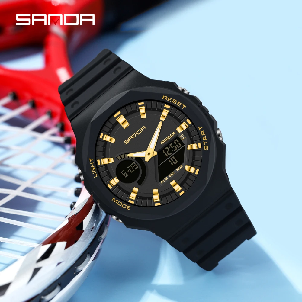 Sanda New Casual Men\'s Watches 50m Waterproof Sport Quartz Watch For Male Wristwatch Digital G Style Shock Relogio Masculino