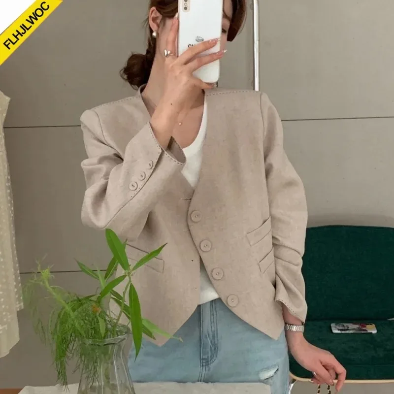 Giacche Blazer nuovo 2024 autunno primavera donna capispalla allentati Casual giappone ragazze Solid Button Retro Vintage lungo Blazer cappotti