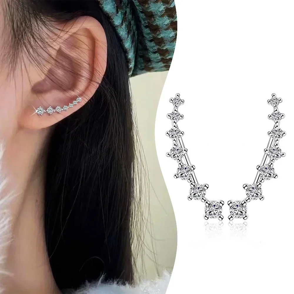 Big Dipper Zircon Earrings Long Dipper Ear Hook Clip on Earrings for Women Fashion Round Shiny Elegant Earrings Jewelry Gifts