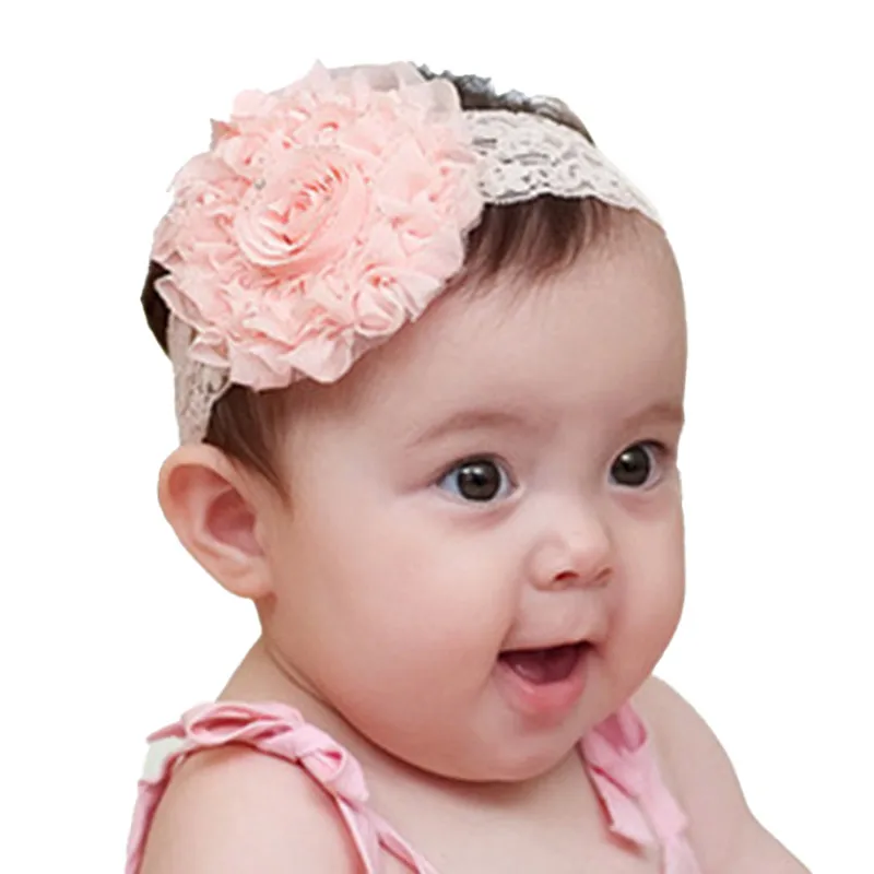 Bandeau à fleurs en dentelle pour bébé, grande fleur, princesse, couvre-chef élastique coréen, accessoires pour cheveux d'enfants, accessoires de photographie