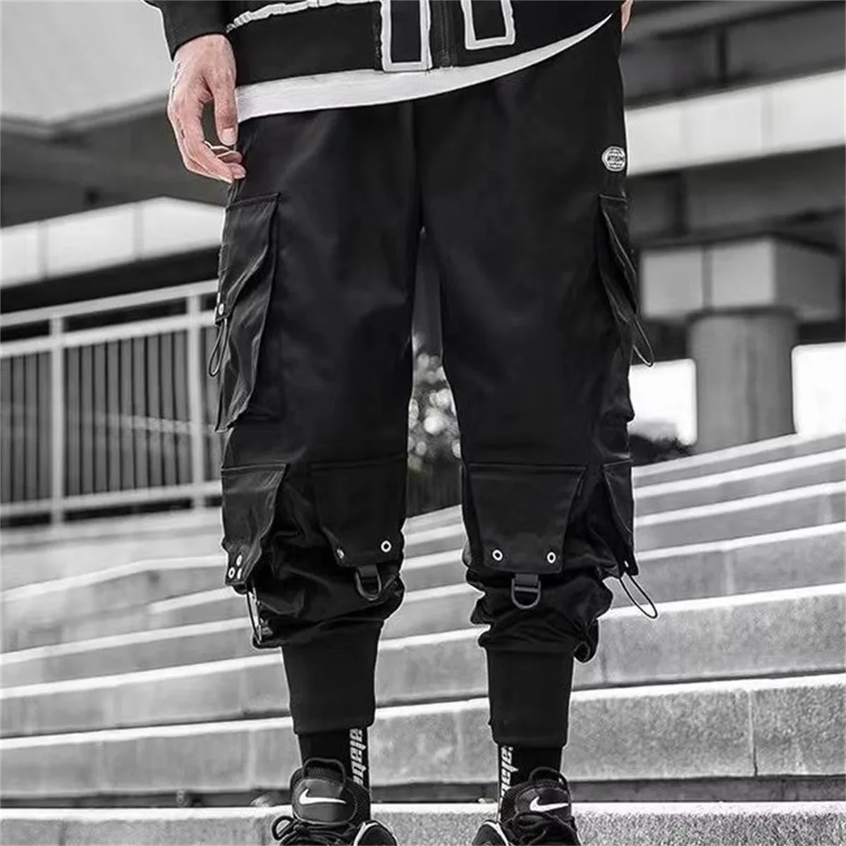 Pantalon de Jogging classique avec plusieurs poches élastiques pour hommes, tenue de rue Hip-hop décontractée, ample et confortable