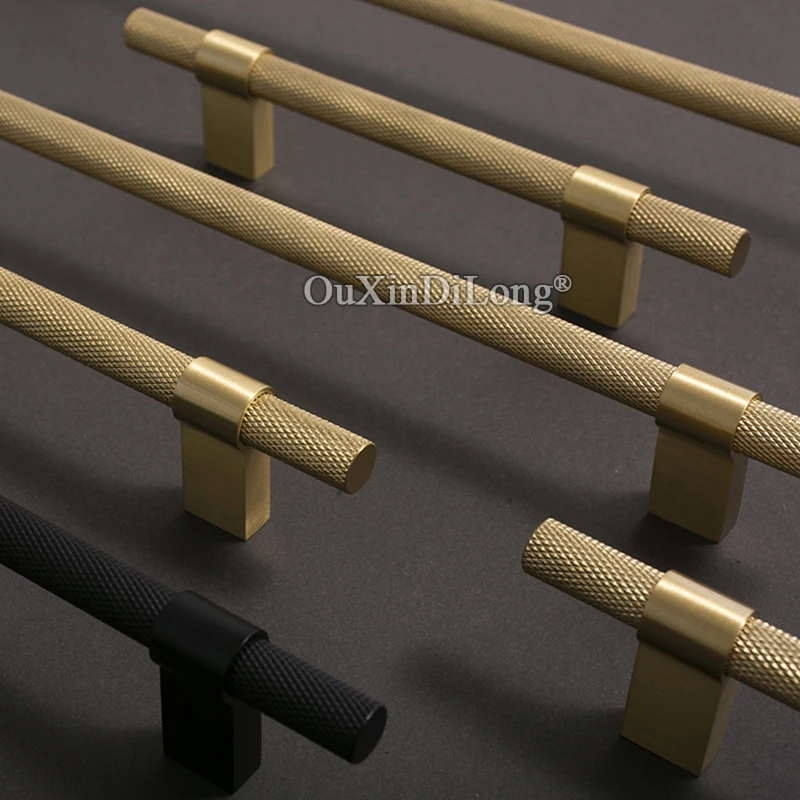 European 8PCS Solid Brass Knurled Furniture Pulls Handles Drawer Knobs Cupboard Wardrobe Closet Dresser Cabinet Door Pulls Pens