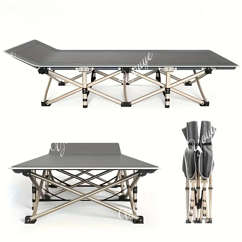 

75 -inch large folding sports outdoor bed, stadium bed with double -sided mattress, portable foldable guest bed.