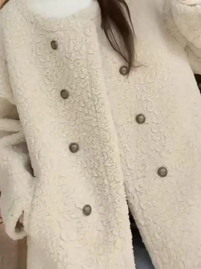 

Женский осенне-зимний пальто-кимоно из вельвета Thiened Lamb, свободного кроя, на двух пуговицах, однотонное, в корейском стиле, для повседневной носки