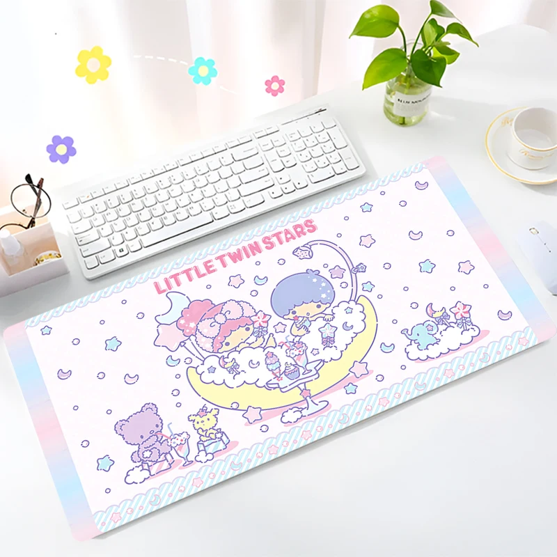 Kawaii Little Twin Star Mouse Pad Laptop Pink Anime Extended Desk Mat XXL Cute Gaming Mousepad PC New Keyboard Rug For Girl Gift